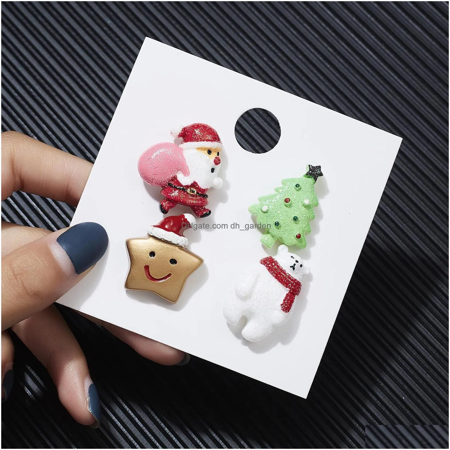 wholesale christmas series brooch pins santa claus crutches elk acrylic christmas paper card brooches set