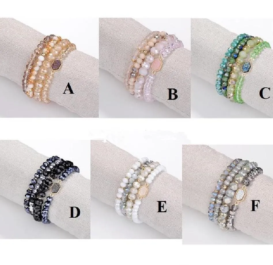 drusy druzy bracelet set natural stone glass beads charms bracelets for women lady jewelry weman