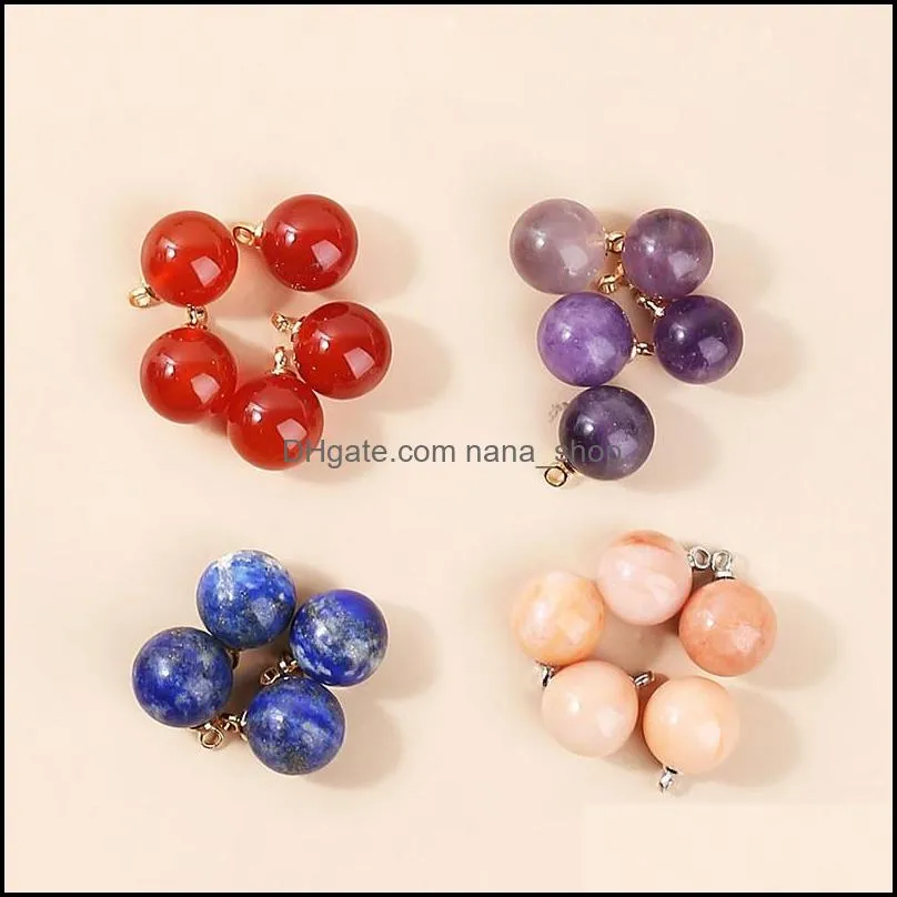 10mm natural stone ball ros quartz charms amethyst crystal healing charms pendant for earrings necklace jewelry making