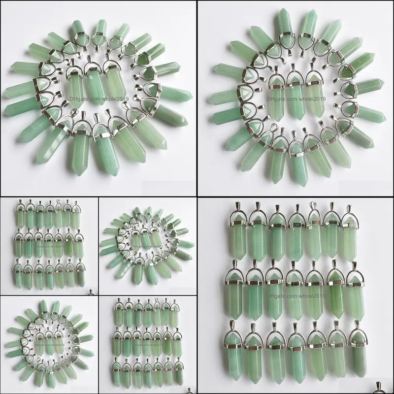 natural stone green aventurine bullet shape charms point chakra pendants for jewelry making diy necklace earrings