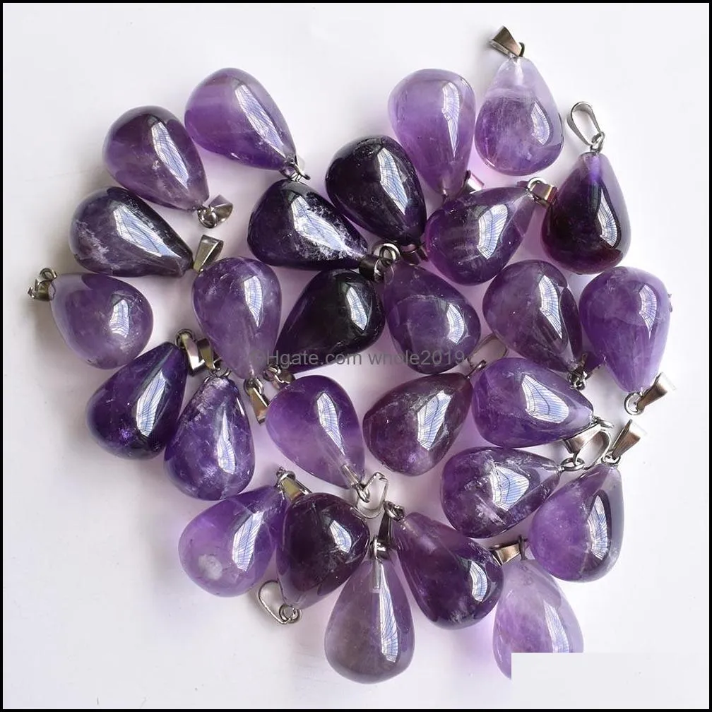 water drop stone beads pendants wholesale charms natural stone amethysts for diy necklace jewelry making women gift