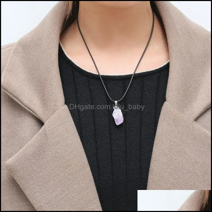 natural stone irregular amethyst crystal pendant necklace for women jewelr lulubaby