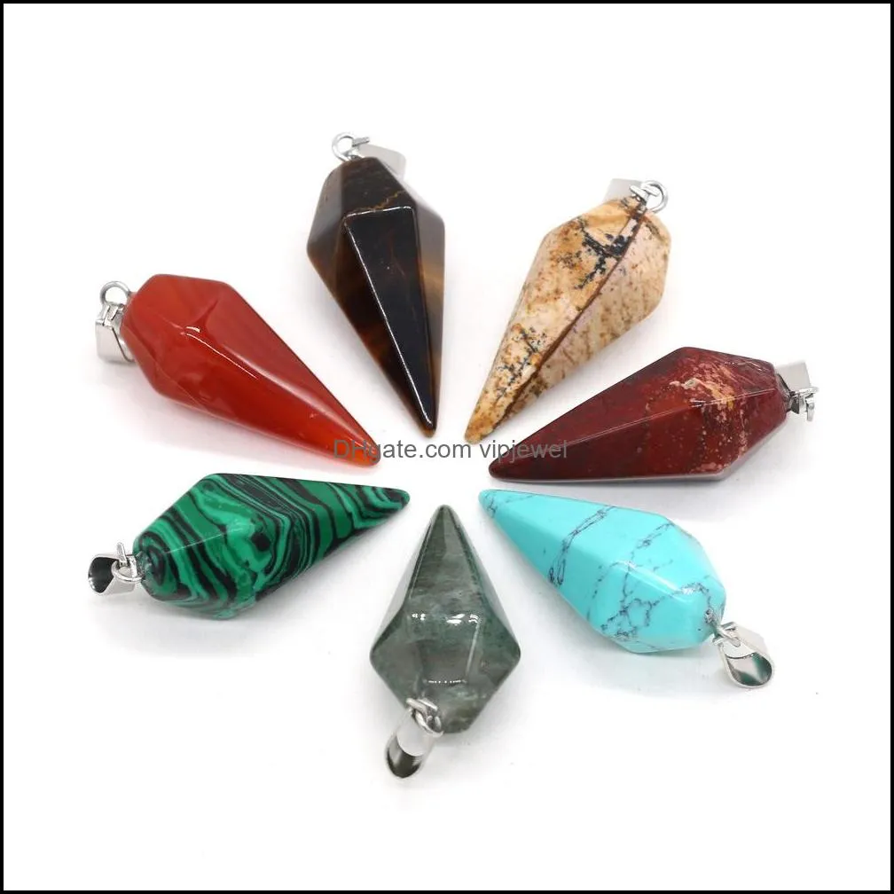 natural stone cone charms rose quartz tigers eye opal pendants crystal pendants clear chakras gem stone fit earrings necklace making