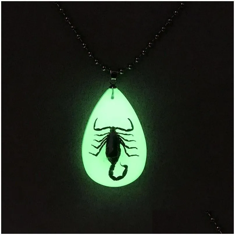 fashion black brown imitation amber real scorpion jewelry pendant necklaces for men women love gifts glows in the dark