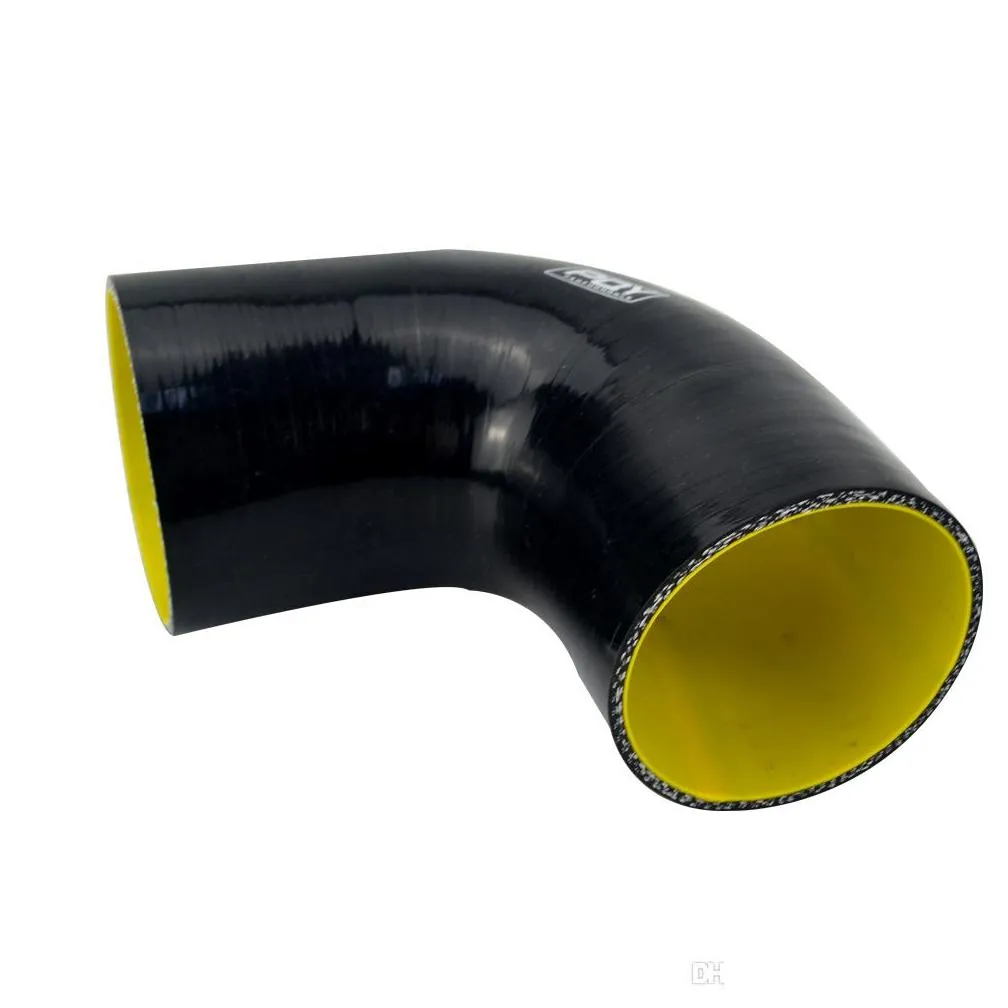 pqy 3 76mm 90 degree elbow silicone hose pipe turbo intake blue yellow / black yellow pqysh9030qy