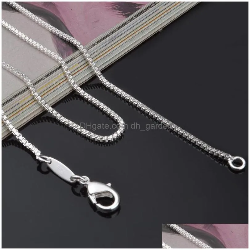 1 4mm 925 sterling silver plated box chains women necklaces jewelry chain 16 24 inches wholesale