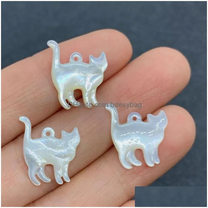 charms natural sea shell pendant cat shaped necklace used in jewelry making diy bracelet accessories charm