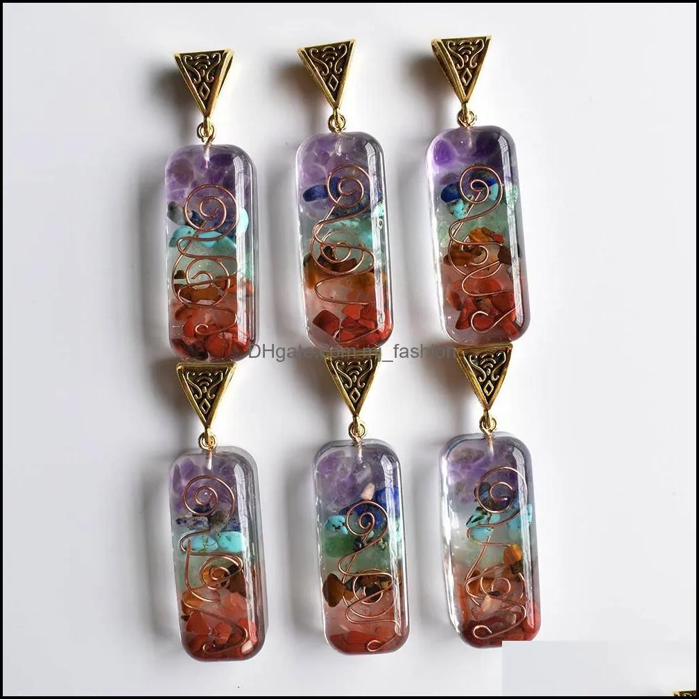 71x10mm colorful chakra beads natural stone charms amethyst lapis lazuli 7 colors stones pillar pendants diy mjfashion