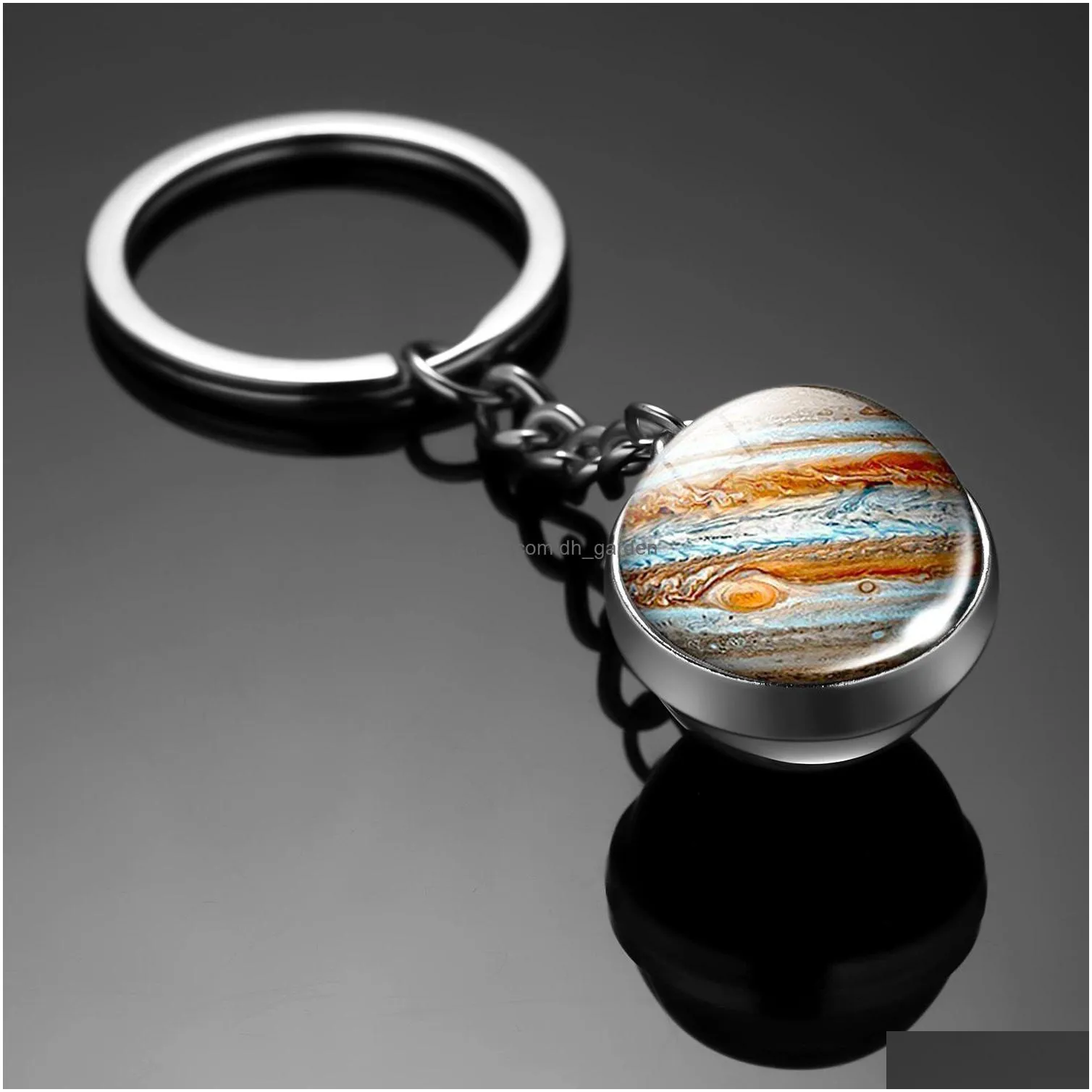 eight planetary galaxy pendant key chain nebula doublesided glass ball keyring