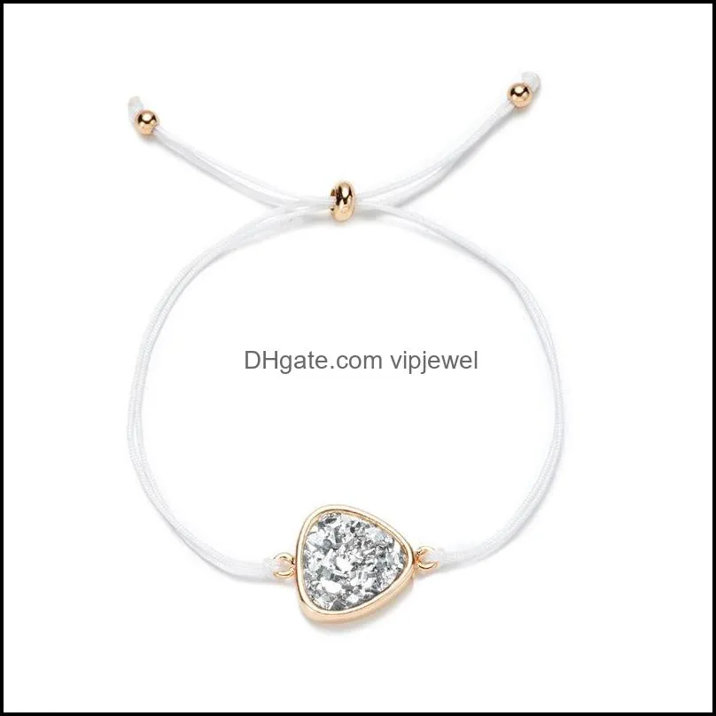 fashion 6colors resin druzy bracelet triangle irregular imitate natural stone adjust drawstring drusy bracelet bangle for women