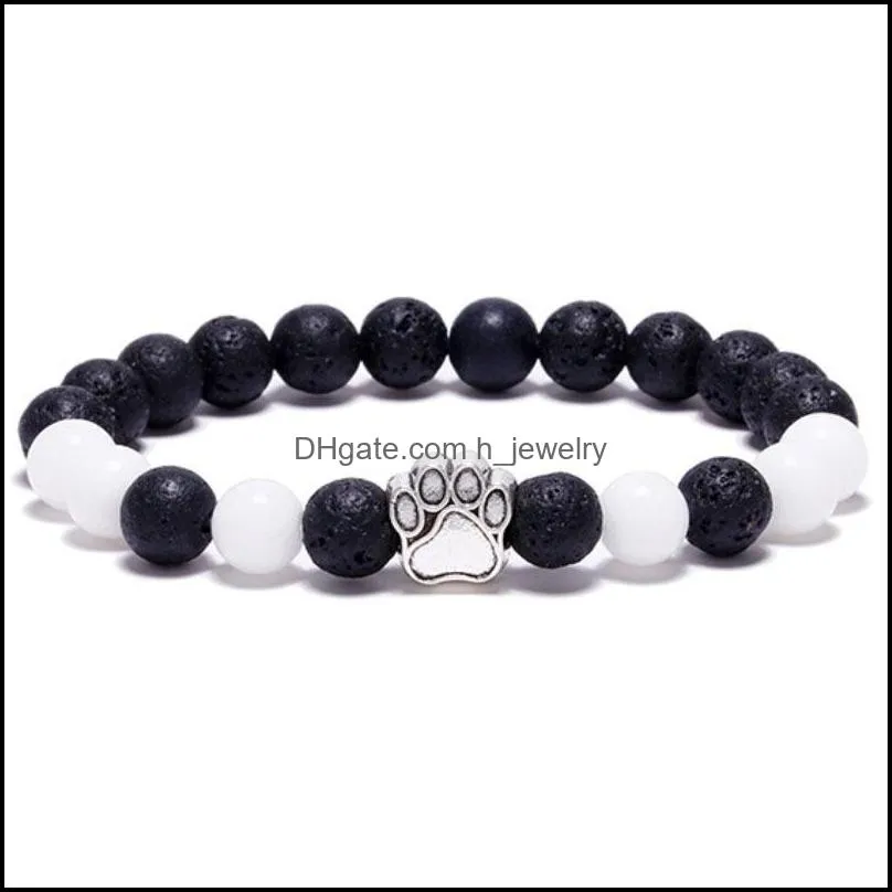 dog paw chakras healing stone charm bracelet women men energy buddha bracelets jewelry