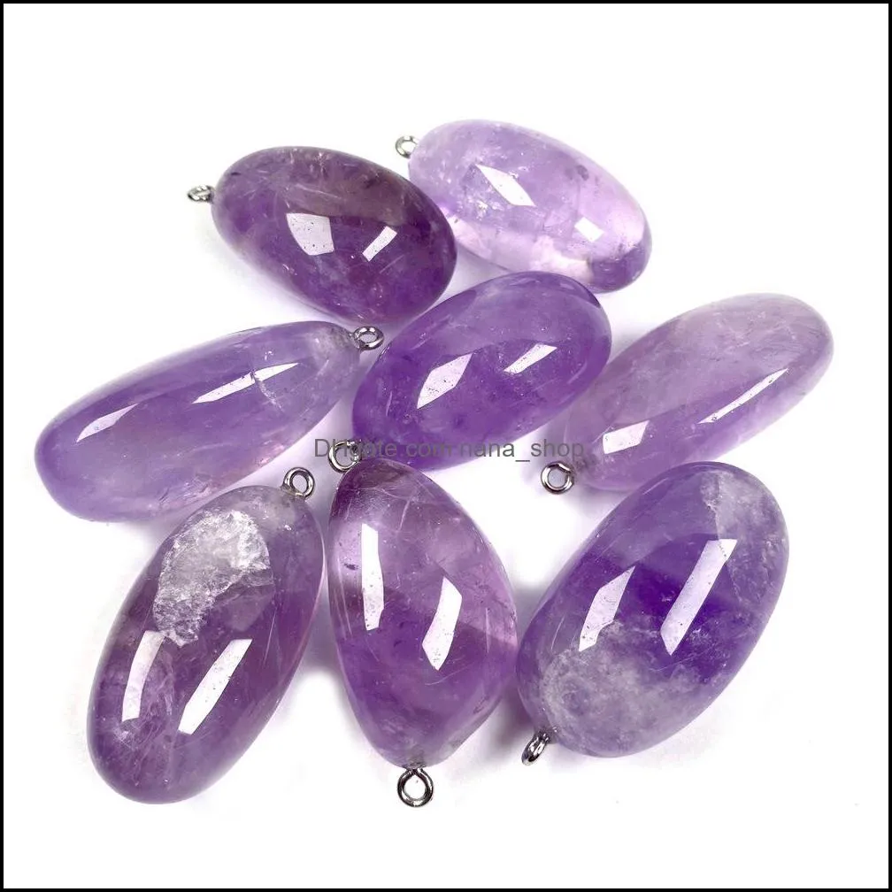 natural stone irregular 2050m amethyst charms crystal pendant for women jewelry making necklace