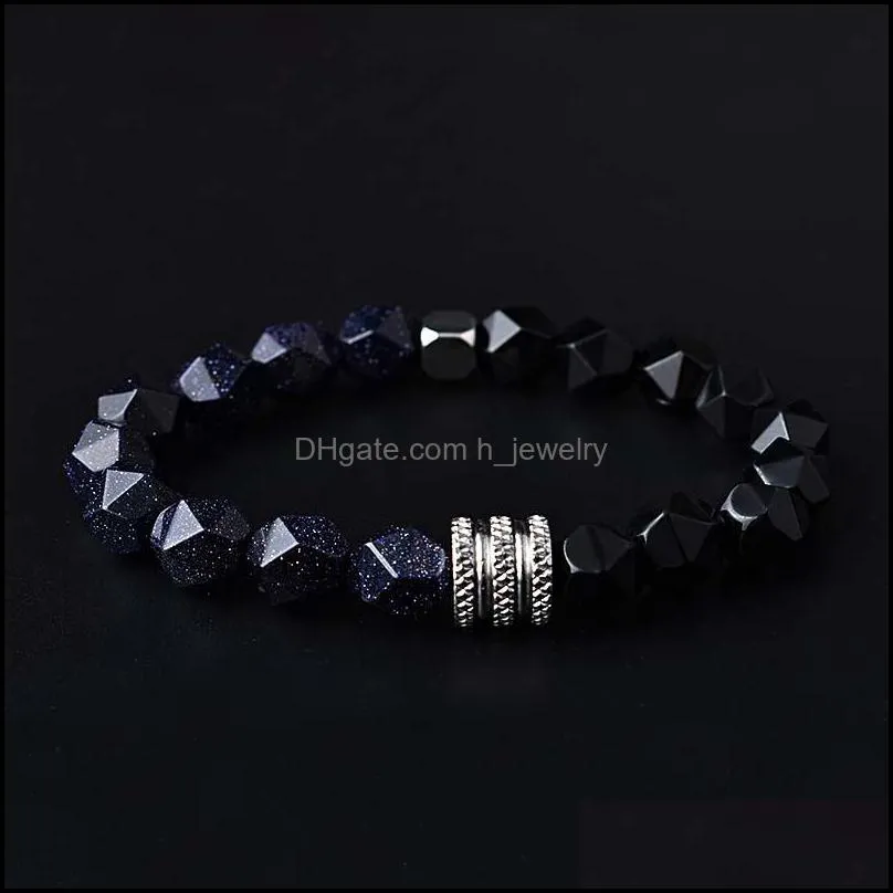 men stone bracelet handmade 10 faceted tiger eye beads bracelets summer stainless steel spacer jewelry gift