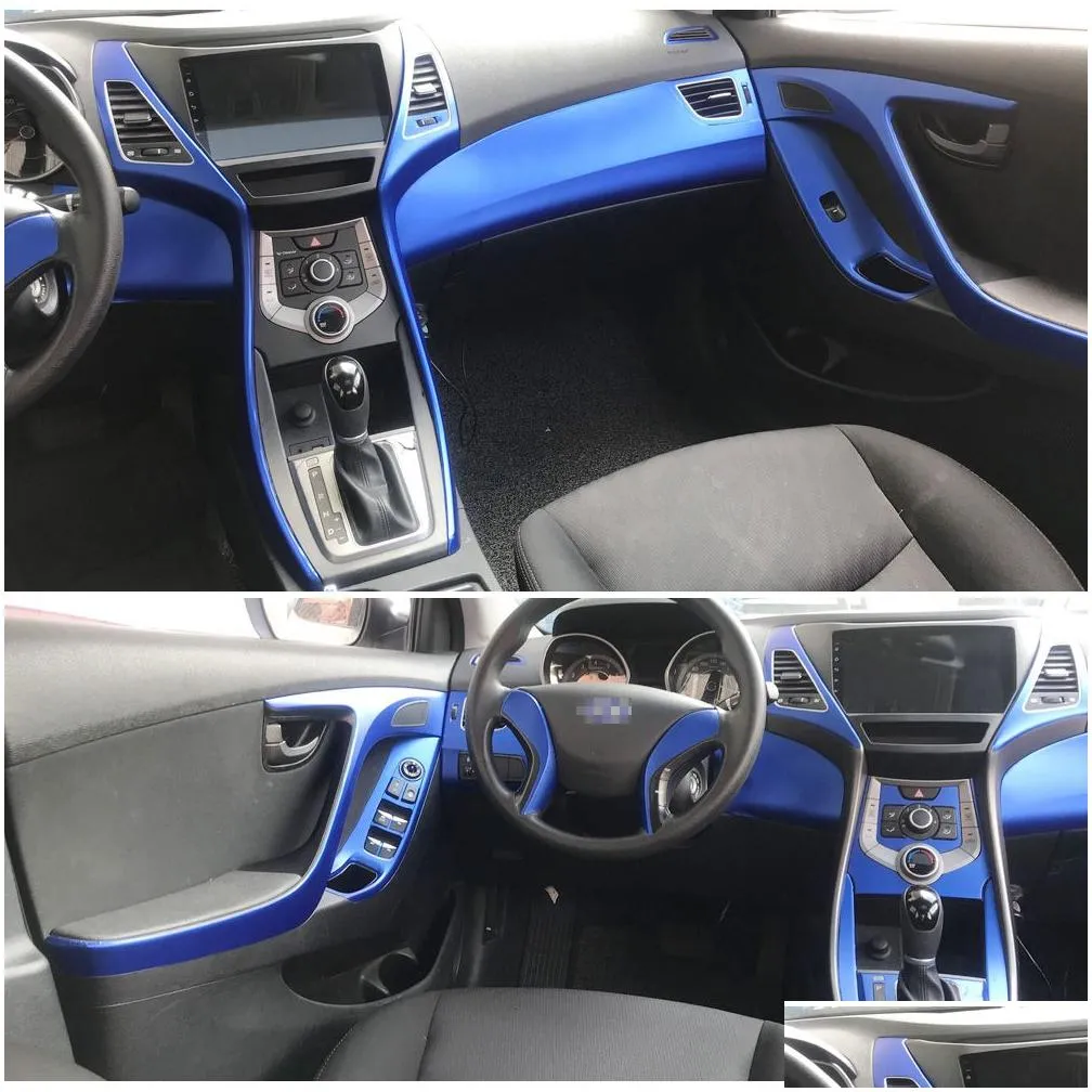 for hyundai elantra md 20122016 interior central control panel door handle carbon fiber stickers decals car styling accessorie