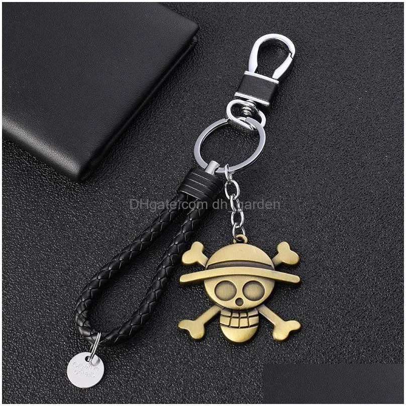 wholesale cartoon pirate king peripheral key chain one piece metal pendant mens and womens keyring creative gifts