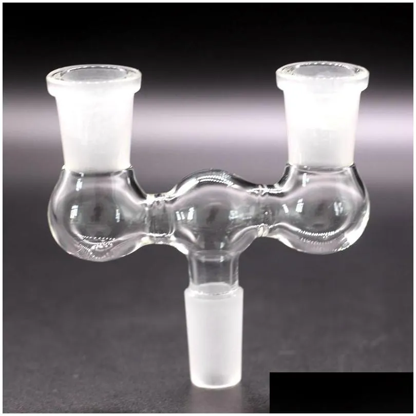 3 joint on one drop down adapter for bong hookahs one to two glass dropdown adapters double bowl 14mm 18mm male female bongs smoking