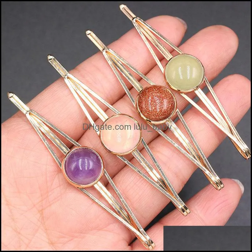 natural rose quartz turquoise stone hair clips bobby pin decoration jewelry accessorie lulubaby