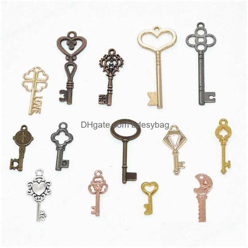 charms wholesale vintage multicolor mixed small keys alloy metal pendants for diy handmade bracelet jewelry accessories makingcharms