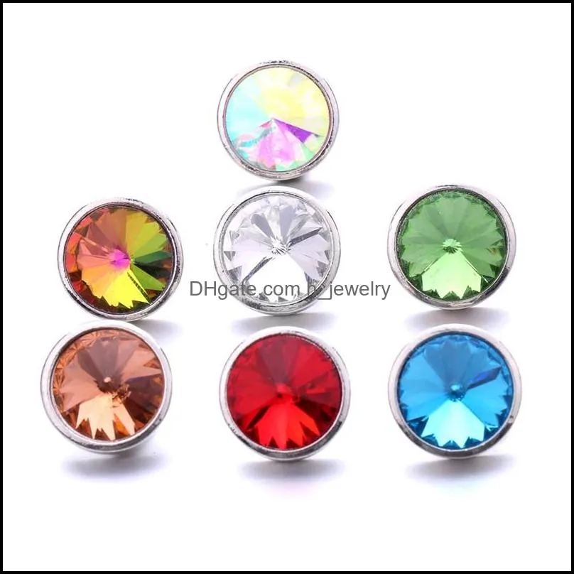 colorful acrylic silver color snap button charms women jewelry findings bright rhinestone 18mm metal snaps buttons diy bracelet