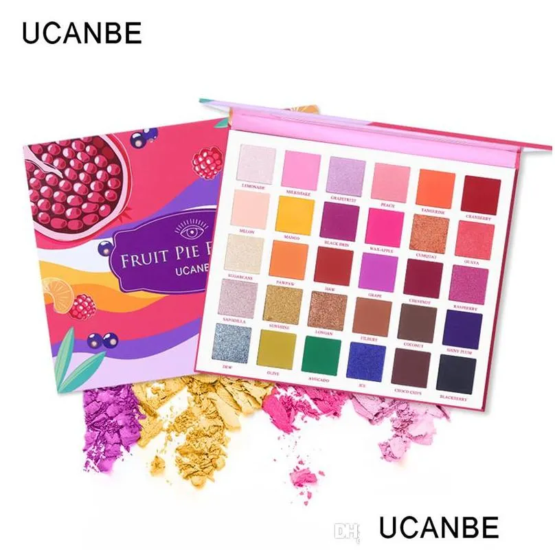 ucanbe 30 colors fruit pie filling eye shadow palette makeup kit vibrant bright glitter shimmer matte shades pigment eyeshadow