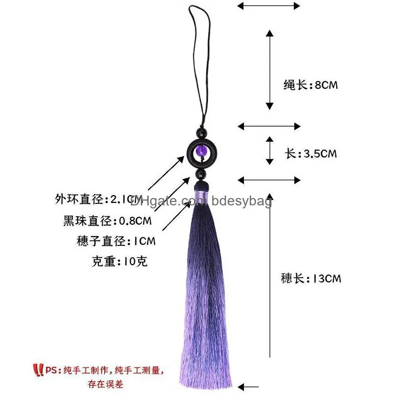 charms 2pcs/lot 16cm polyester silk tassel colorful cotton tassels trim for sewing curtains accessories pendant diy car