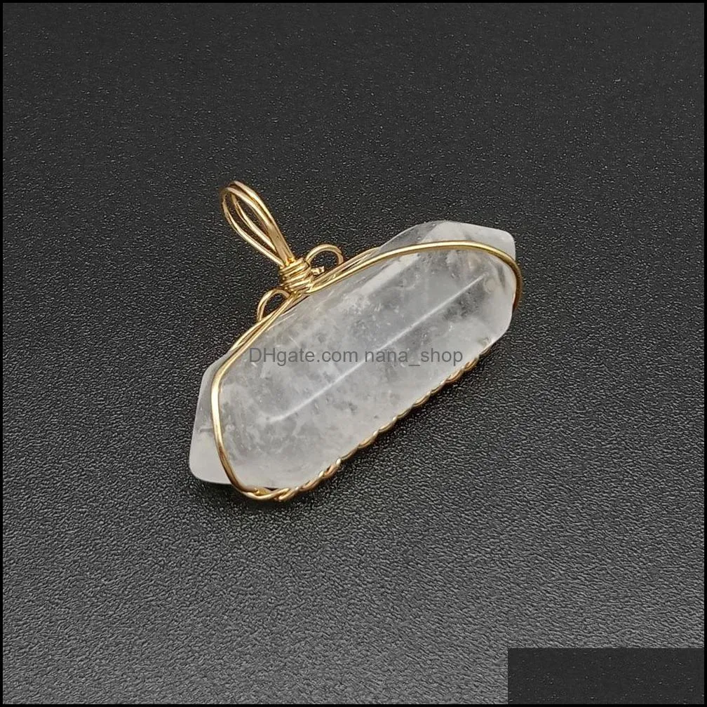 natural crystal bullet shape chakra stone charms hexagonal prisms methyst rose quartz pendants for jewelry accessories making