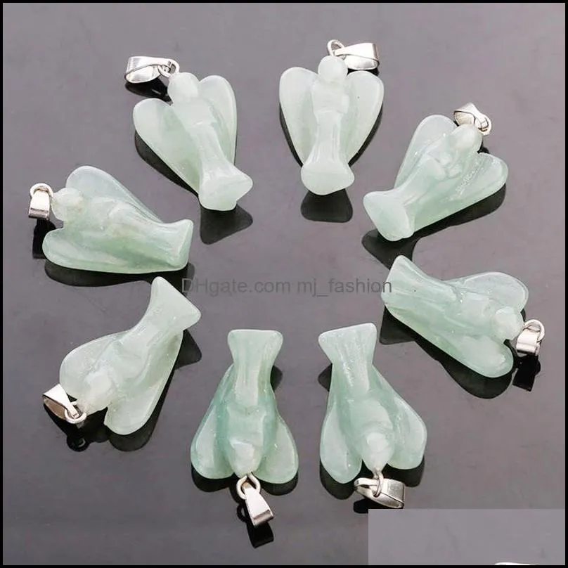 natural crystal opal rose quartz tigers eye stone charms angel shape pendant for diy earrings necklace jewelry makin mjfashion