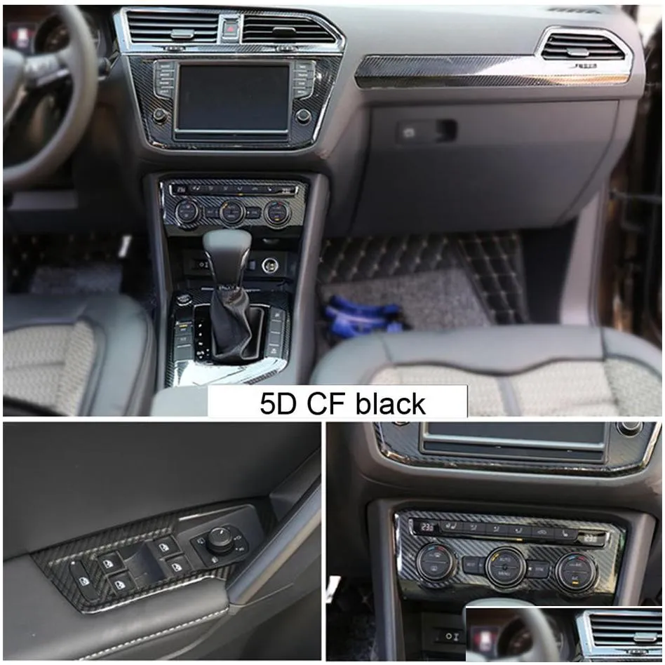 for  tiguan l 20162019 interior central control panel door handle carbon fiber stickers decals car styling accessorie