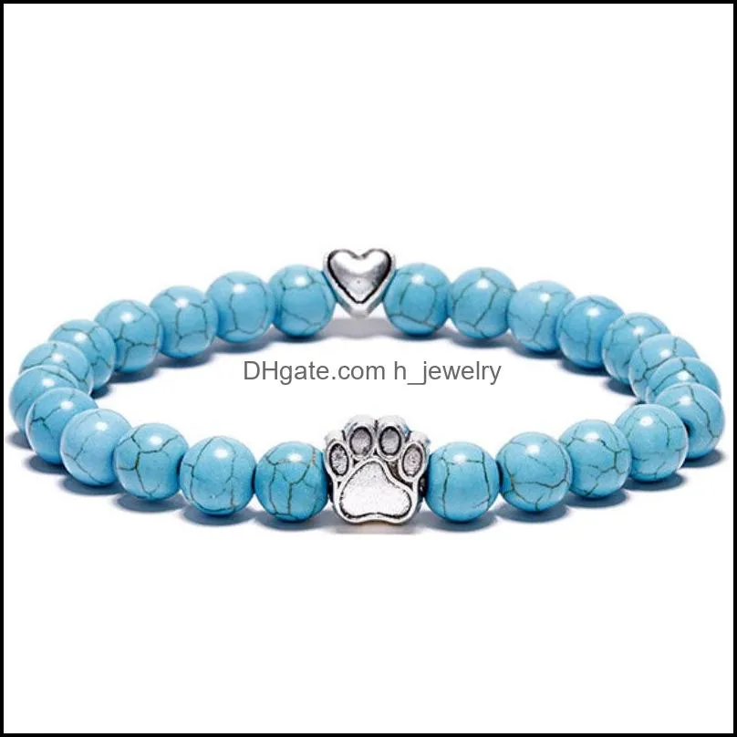 dog paw chakras healing stone charm bracelet women men energy buddha bracelets jewelry