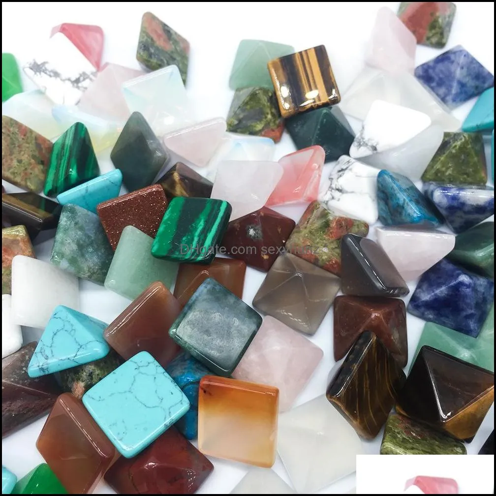 natural crystal semiprecious stone pyramid pyramidal face seven chakras stone jewelry accessory