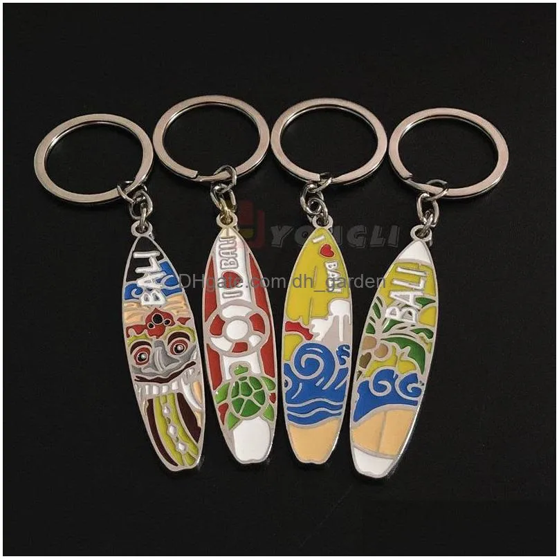 manufacturer customized metal key chain tourism scenic surfboard key chain pendant creative baking enamel key chains gift