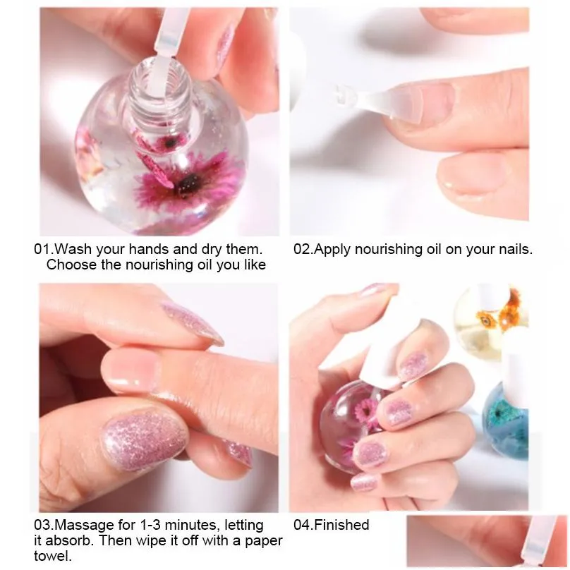 cuticle oil nail treatment dry flower natural nutrition liquid soften agent nails edge protection care body health gift