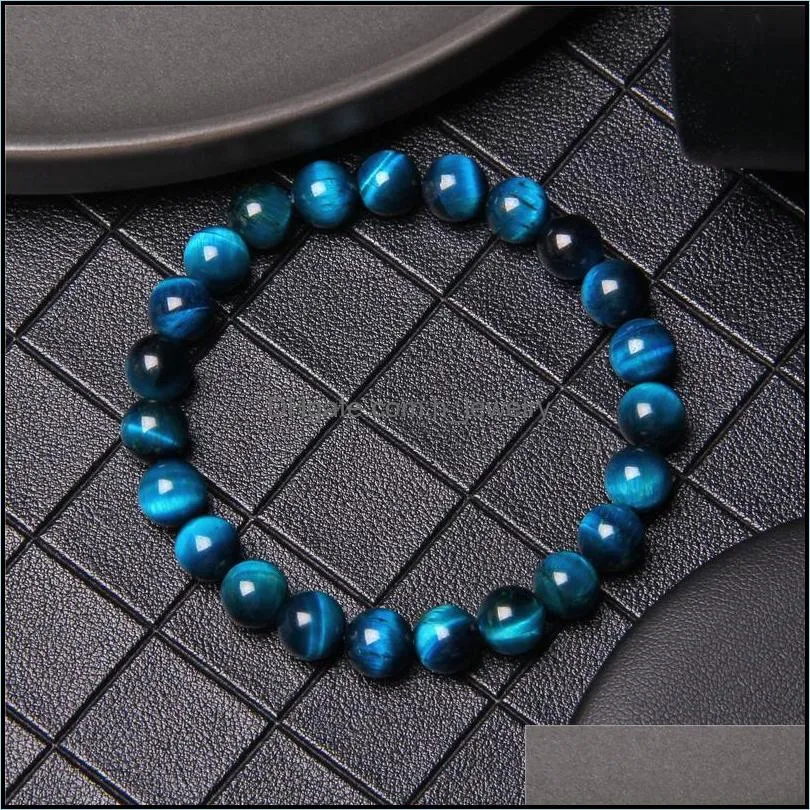 assorted 8mm royal blue tiger eye stone beads men bracelet fashion bangle women jewelry