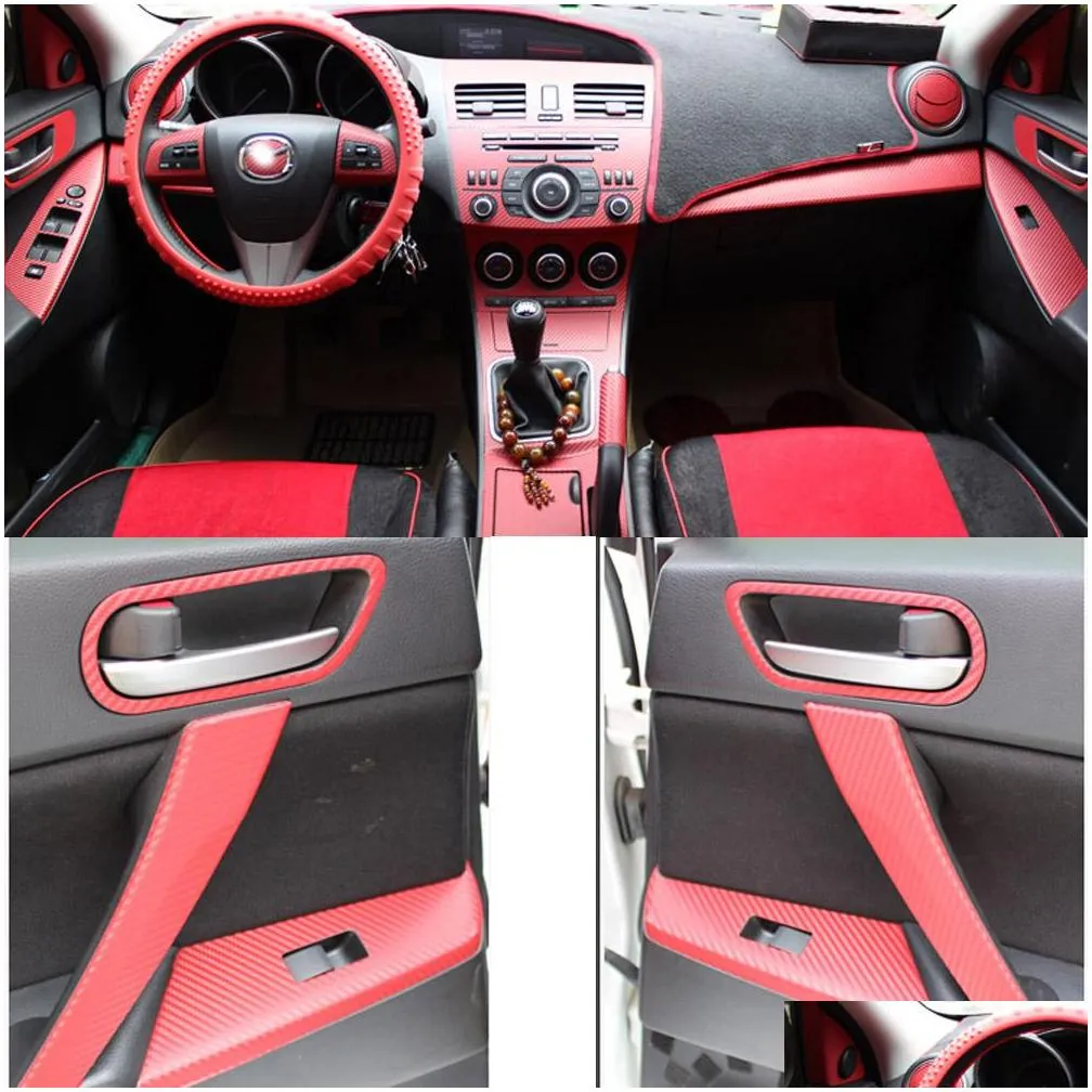 for mazda 3 20102015 interior central control panel door handle 3d/5d carbon fiber stickers decals car styling accessorie