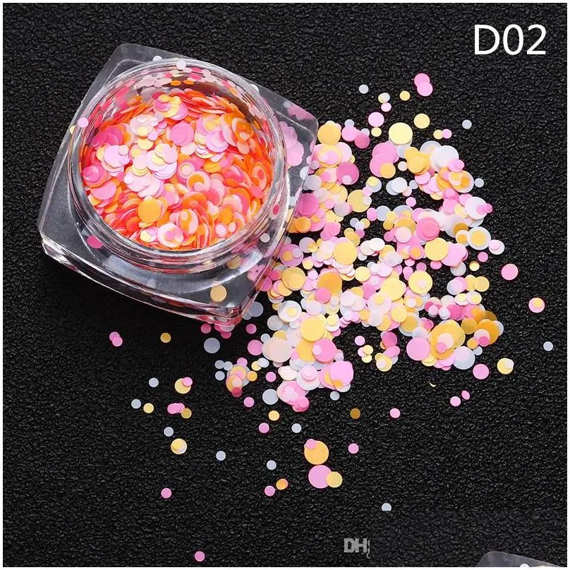 beauty color mixed nail art glitter sequins round shape nail glitter stickers bling effect nail art decoration