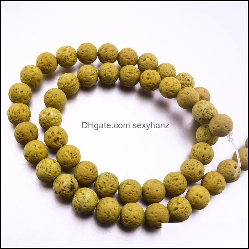 48pcs/lot 8mm colourful lava stone volcanic rock round loose beads ball diy essential oil diffuser jewelry bracelet making