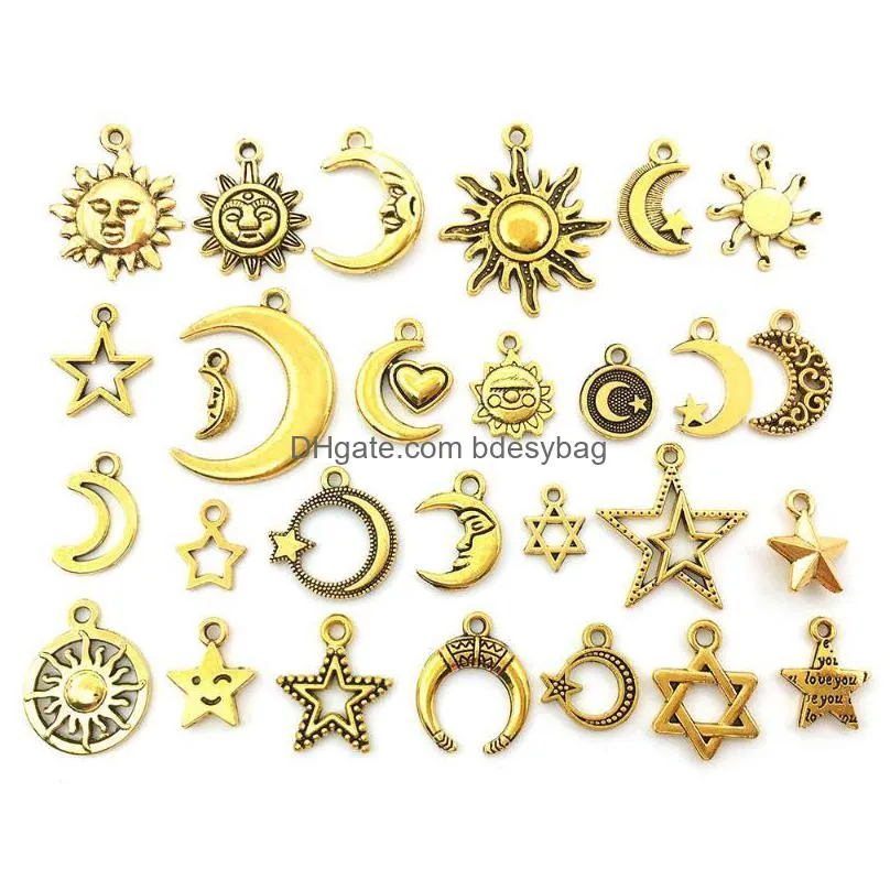 charms retro moon star vintage alloy enamel charm for jewelry making handmade earring bracelet necklace pendant diy finding