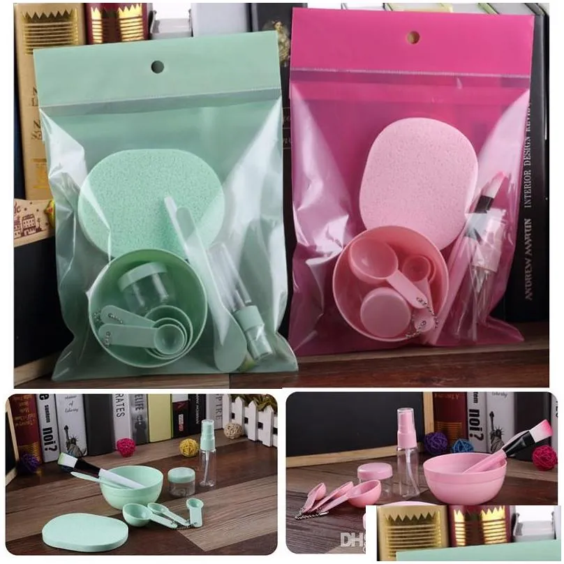 9 in 1 cosmetic beauty makeup set facial mask brush bowl refillable bottles face clean sponge makeup tool kit