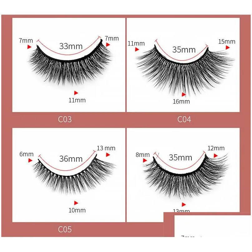 2 pairs soft cotton stem false eyelashes 3d multi layer natural thick eye lashes with pink box