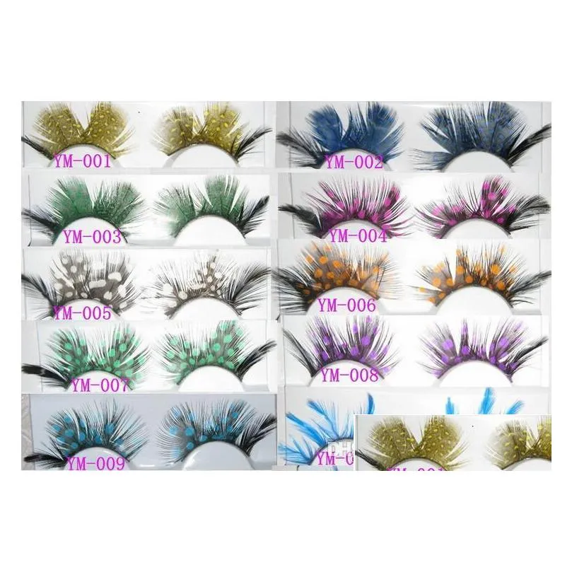 fashion colors cosplay feather false eyelashes party costumes fake eye lashes makeup tools feather eyelashes extension