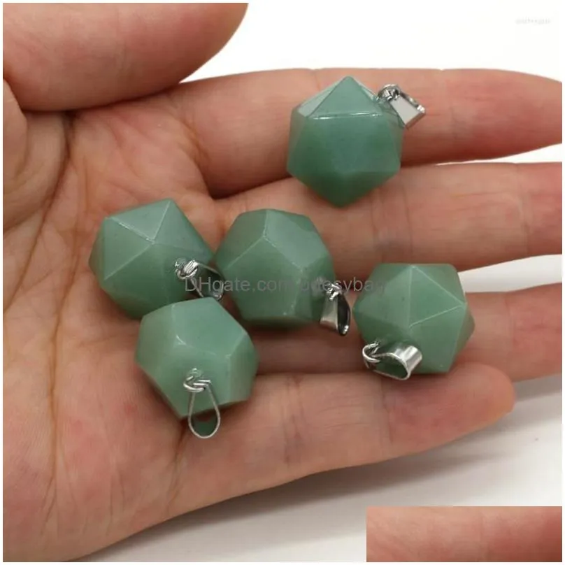 charms natural stone pendant polygon green aventurine stones exquisite for jewelry making diy bracelet necklace accessories