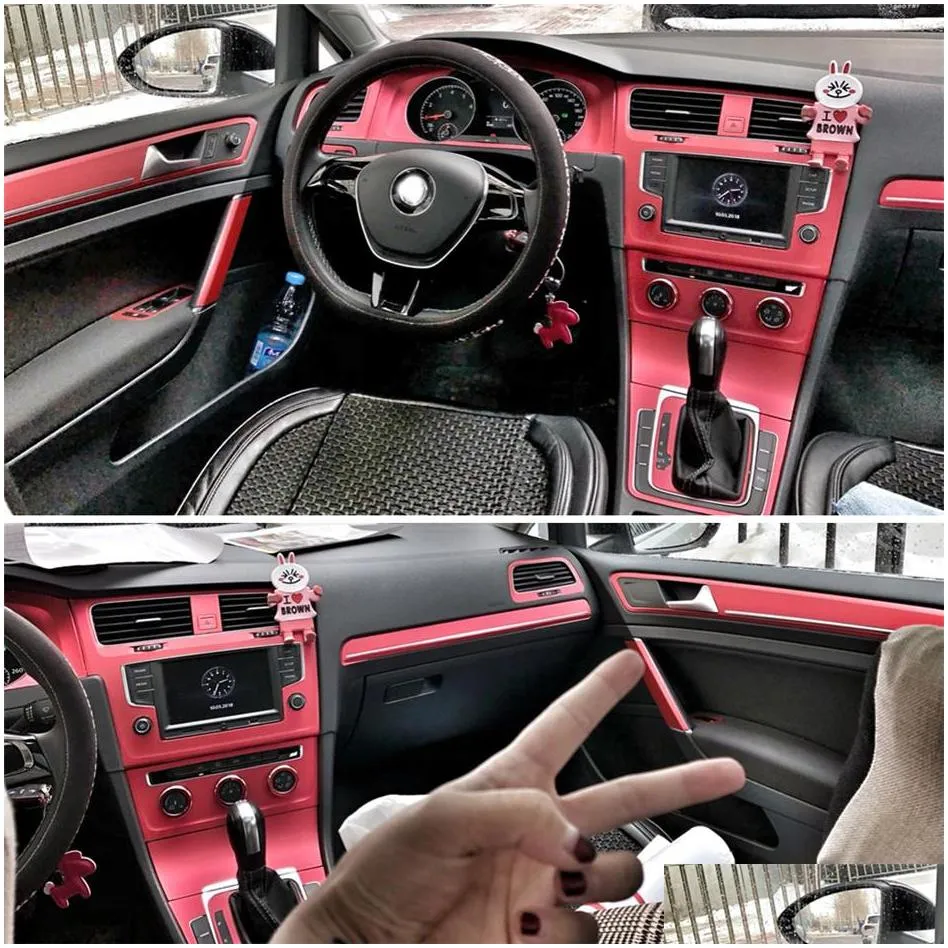 interior sport red carbon fiber protection stickers fibra decals auto car styling for vw  golf 7 mk7 gti accessories