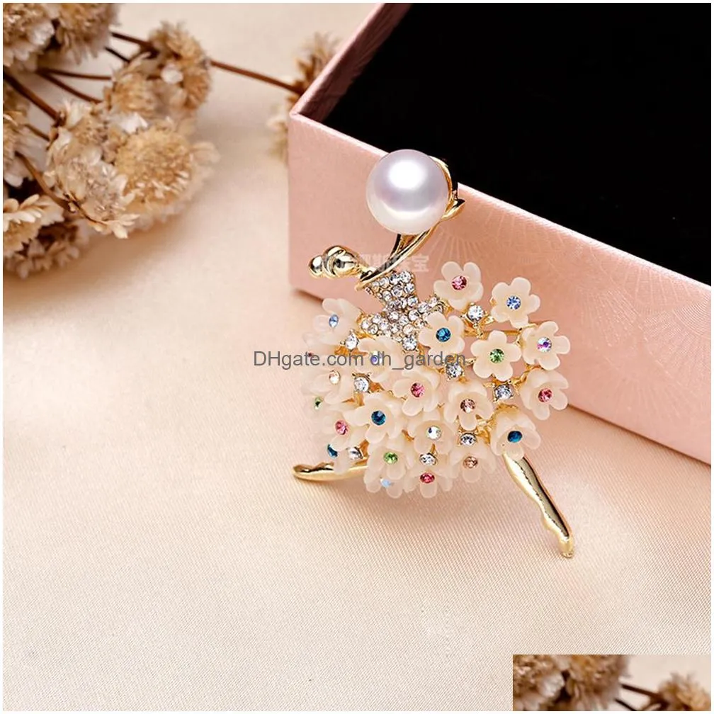 double swallow korean version thick goldplated explosive goldplated freshwater pearl brooch semifinished mount for diy 