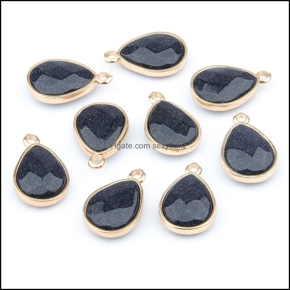 wholesale water drop shape natural stone rose quartz/tiger eyes pendant charms diy for druzy necklace earrings or jewelry making