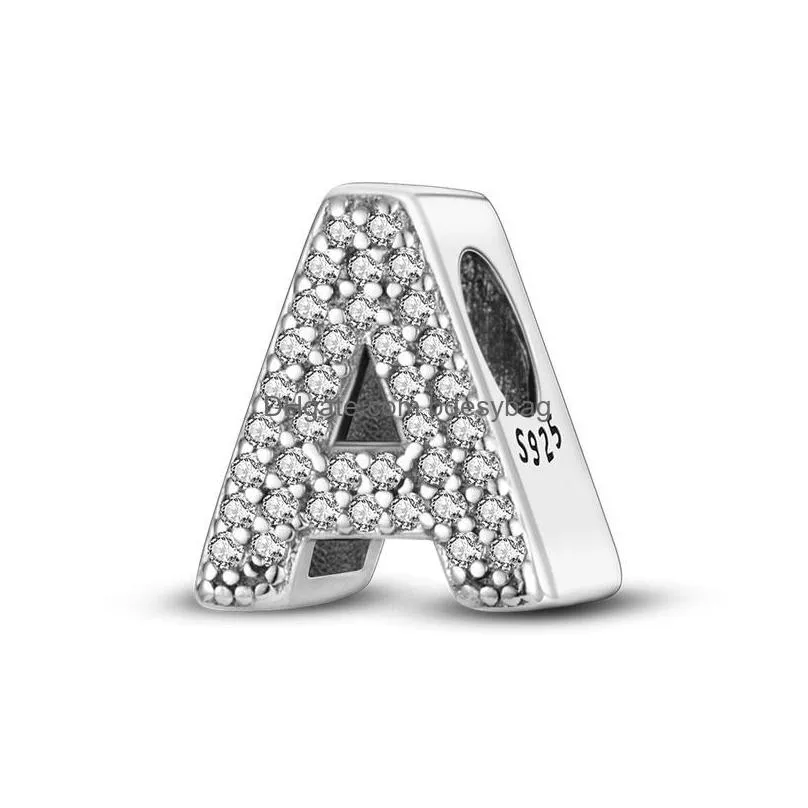 charms arrival real silver color pendant letter az series gift friends collaer bead fit original bracelet jewelry