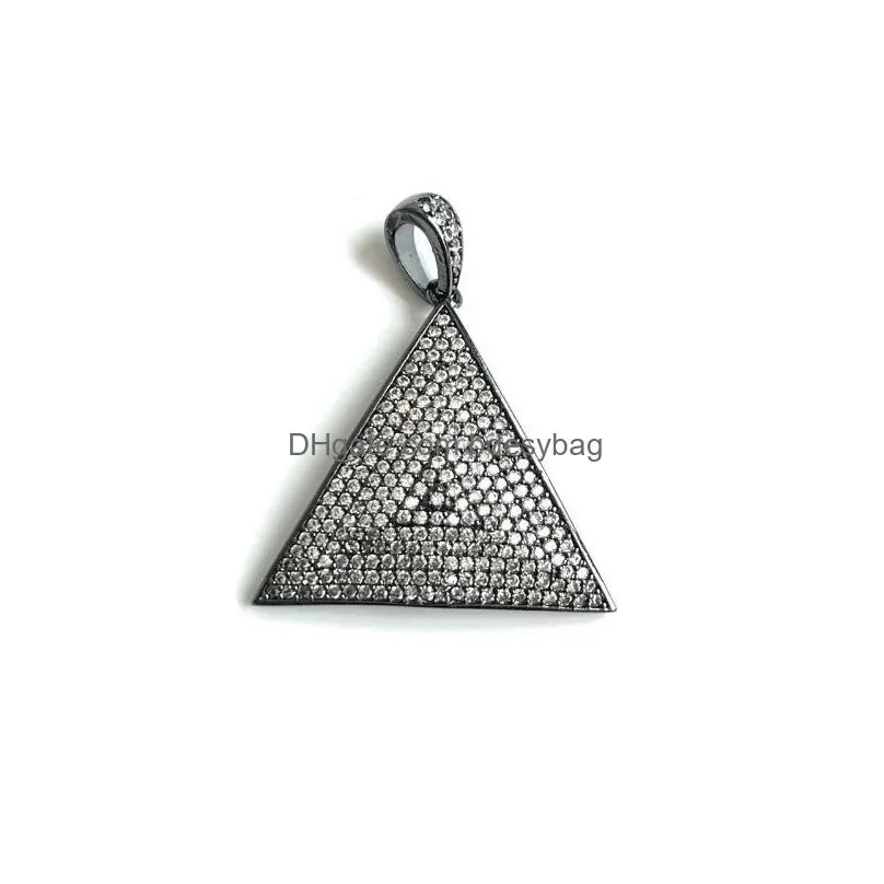 charms pcs cubic zirconia pave triangles gold plated pendant for jewelry making bracelet necklace handcrafting accessoriescharms