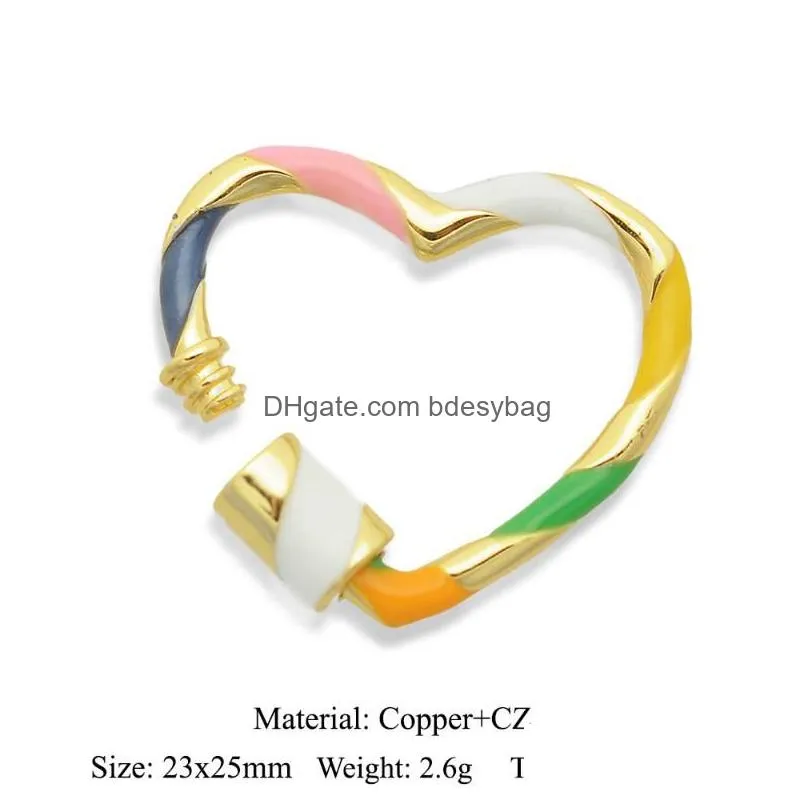 charms 100 brass copper zircon enamel heart diy jewelry clasp connector wholesale key necklace making cross pendant star ovalcharms