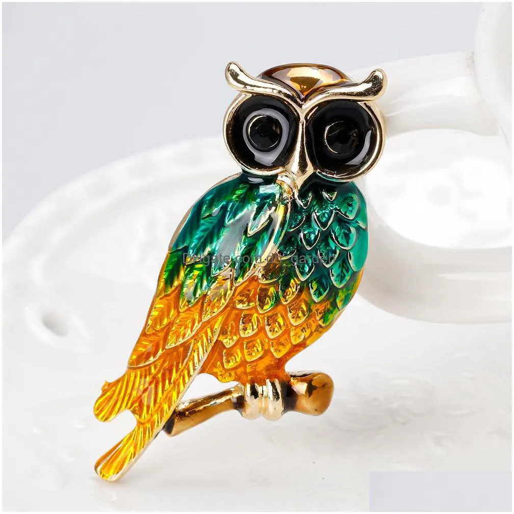 wholesale large bird owls crystal enamel brooches antiques bouquet owl brooch pin scarf clips jewelry shipping