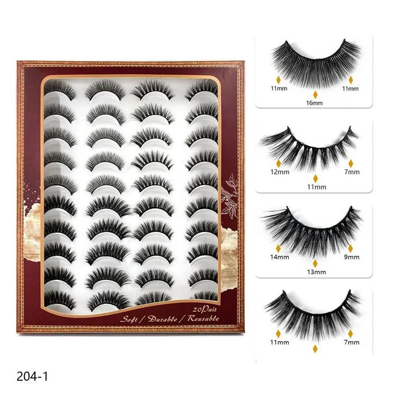 20 pairs false eyelashes natural lashes handmade soft volume 3d eyelash makeup wholesale mink eye lash extension