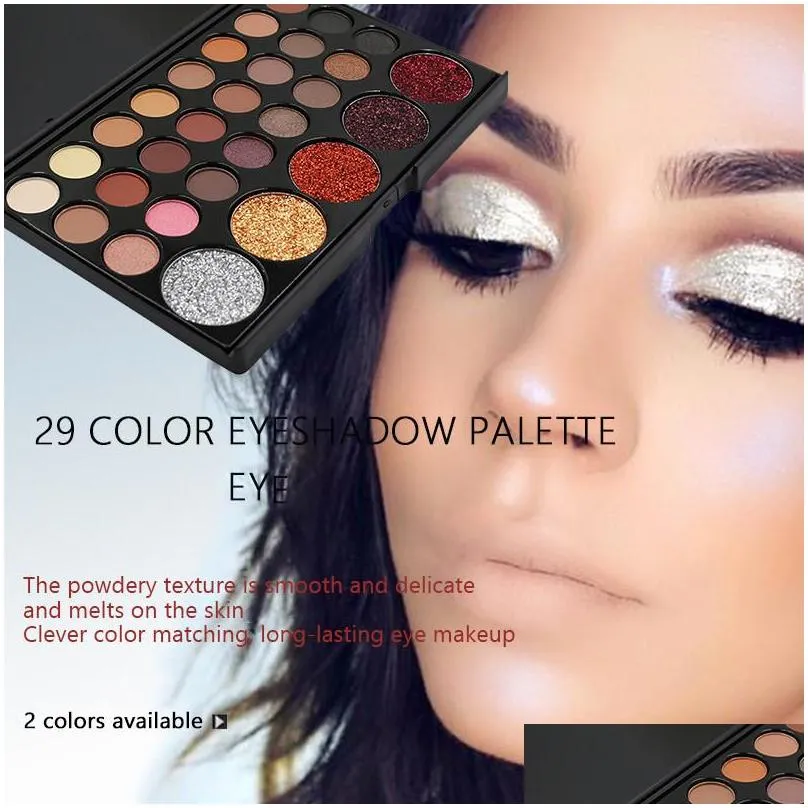 popfeel 29 colors eyeshadow palette matte eye shadow sequin diamond glitter portable beauty essentials universal make up eye makeup